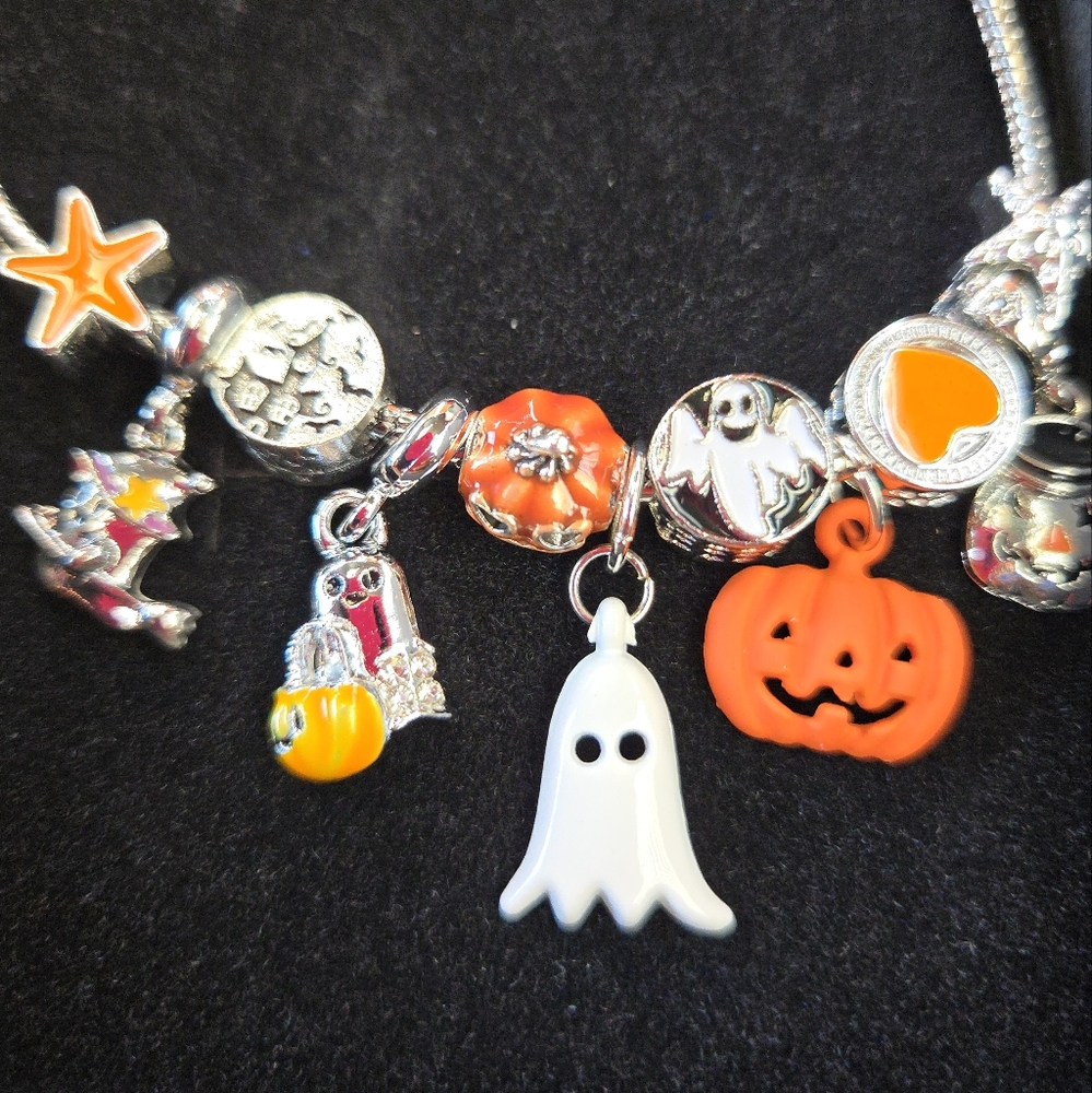 NIB Silver Halloween Charm Bracelet